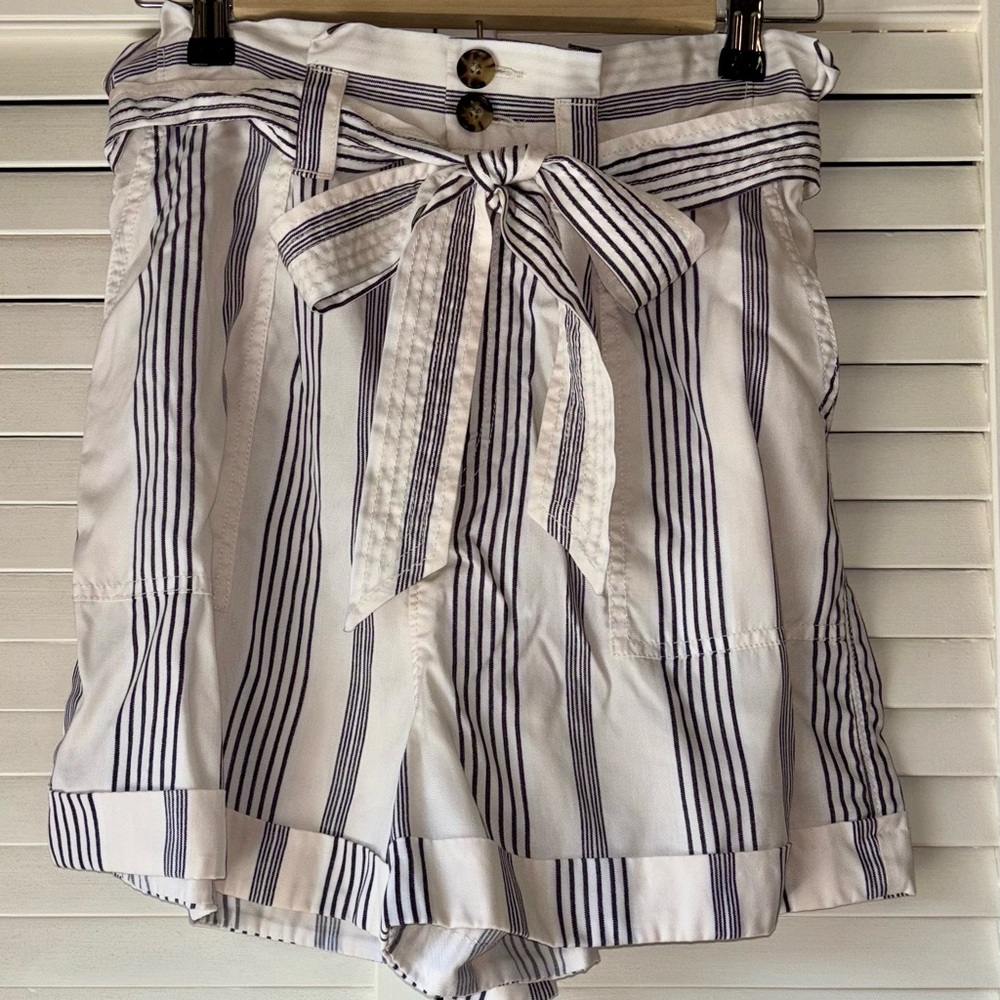 Express High Waist Shorts with Navy Stripes